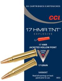 CCI Ammo 17 HMR 17GR TNT-JHP, 50-Pack