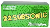 Remington Ammo Subsonic 22 LR 38GR HP/HS 1050 FPS