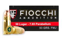 Fiocchi .30Luger/7.65Parabellum 93GR FMJ, 50-Pack