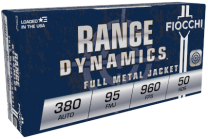 Fiocchi Range Dynamics 380 ACP 95GR FMJ, 50-Pack