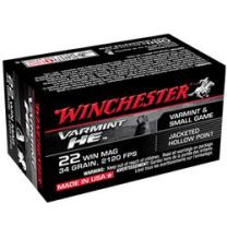 Winchester Ammo Supreme 22 Mag 34GR Varmint HE, 50-Pack