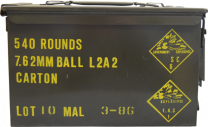 Malaysian Ammo 7.62 NATO/308 ACP 147GR FMJ Ball Ammo, 540 Round Can