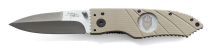 Brian Hoffner 3.5" Folding Knife - Flatline Khaki Grip, Silver Smooth Blade
