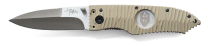 Brian Hoffner 3.5" Folding Knife - Chiseled Khaki Grip, Silver Smooth Blade