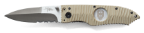 Brian Hoffner 3.5" Folding Knife - Chiseled Khaki Grip, Silver Combo Blade