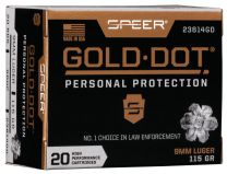 Speer Gold Dot 9mm 115GR GDHP, 20-Pack