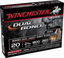 Winchester Dual Bond Elite 2-3/4" 20GA Sabot Slug, 5-Pack