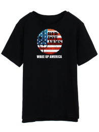 Red Dot Arms T-Shirt "Wake Up America" , Black, Ladies Sizes FRONT
